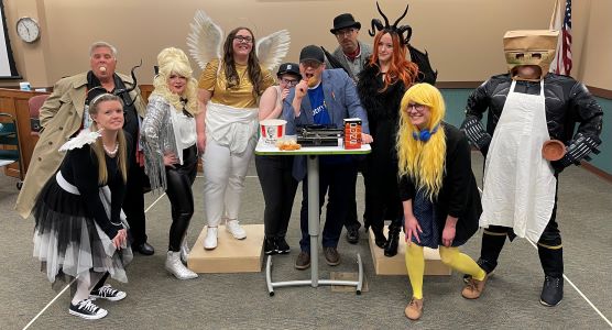 Casts from dress rehearsal of the Murder Mystery