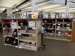 Items for patrons to borrow are found on the Library of Things shelves