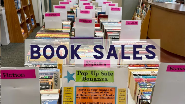 Pop up book sales and annual book sales fundraise to help with programs and services at the Chatham Area Public Library.